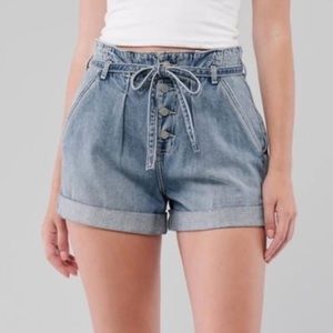 Hollister high waisted paper bag waist denim shorts